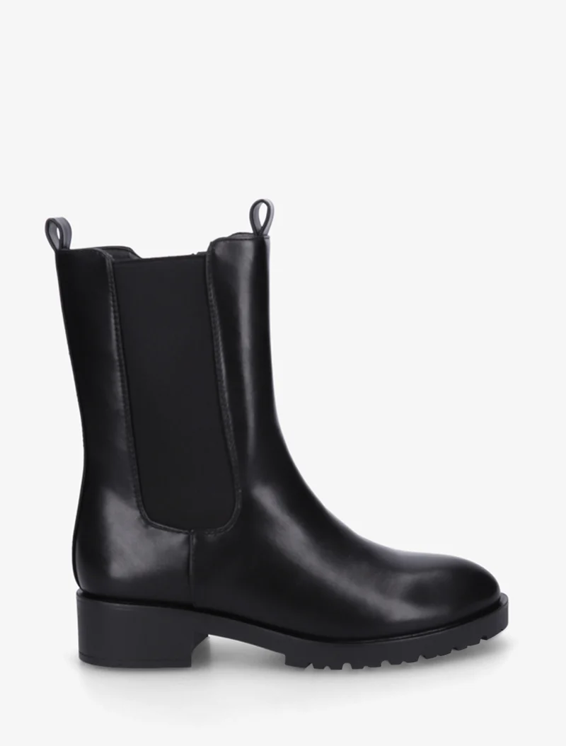 Bottines montantes en simili à cheville élastiquée - Noir