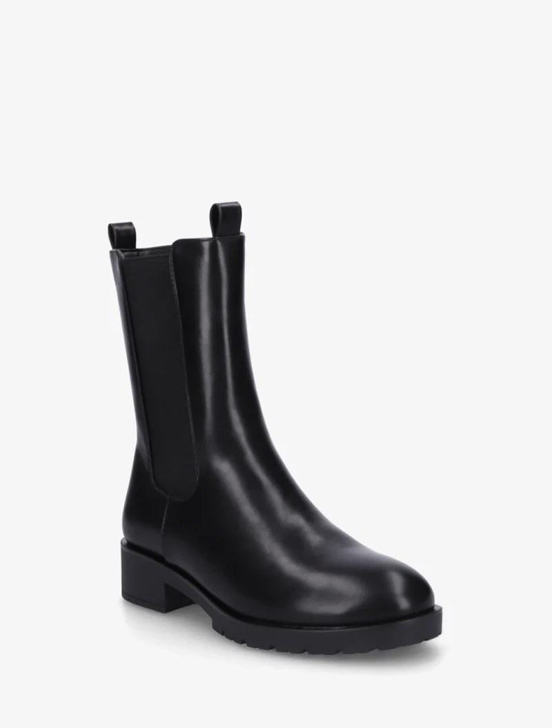 Bottines montantes en simili à cheville élastiquée - Noir