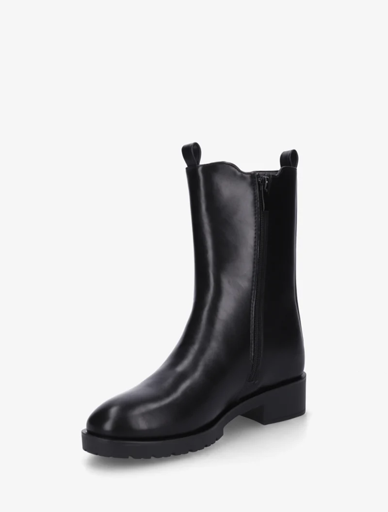 Bottines montantes en simili à cheville élastiquée - Noir
