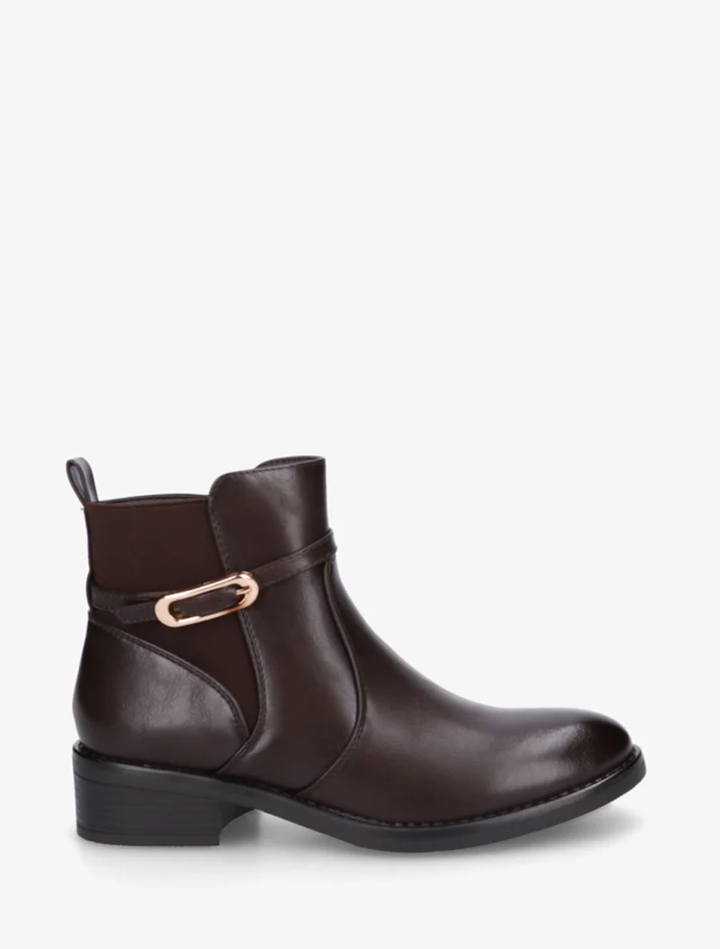 Bottines élastiquées en simili à boucle - Marron