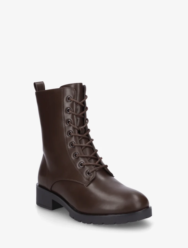 Bottines hautes à lacets - Marron