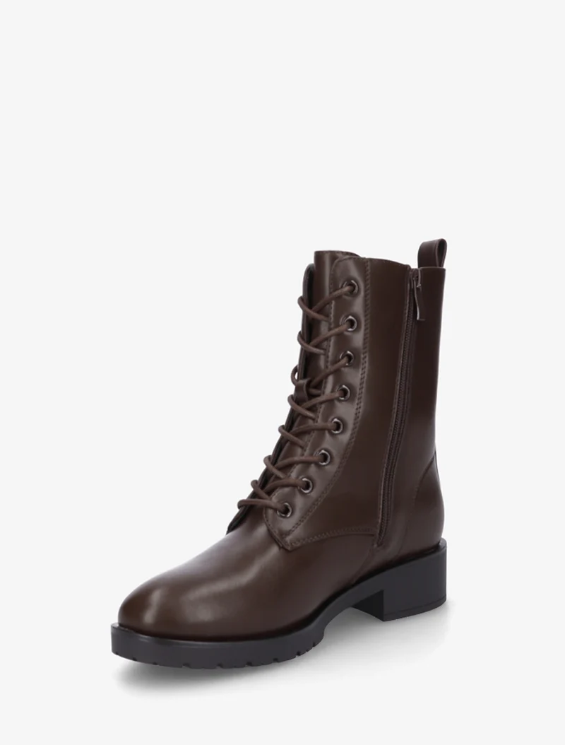 Bottines hautes à lacets - Marron