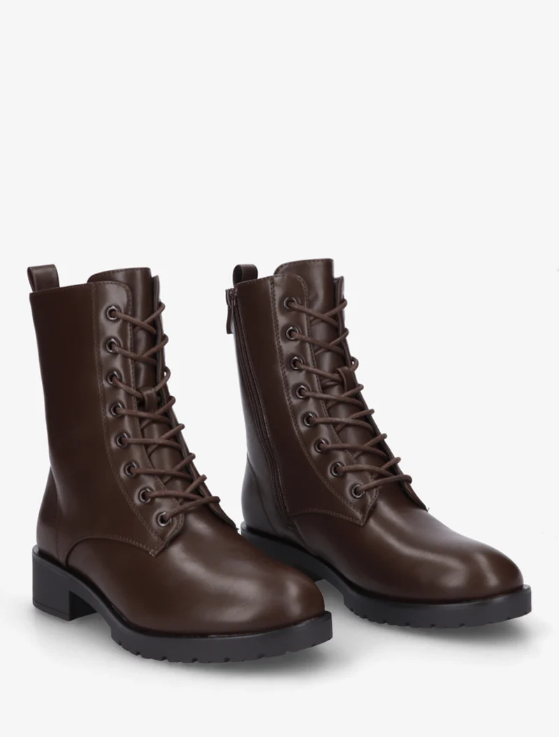 Bottines hautes à lacets - Marron