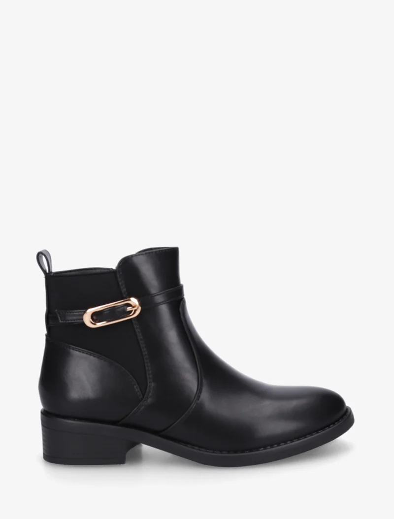 Bottines élastiquées en simili à boucle - Noir