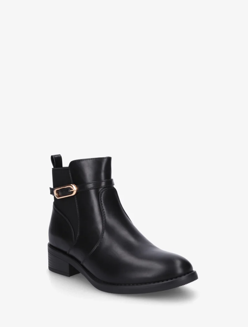 Bottines élastiquées en simili à boucle - Noir