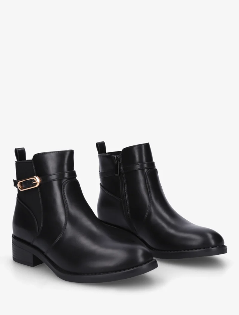 Bottines élastiquées en simili à boucle - Noir