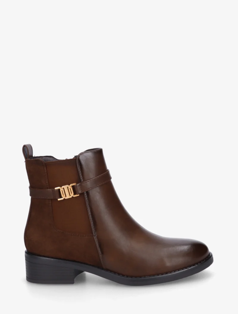 Bottines bimatière à boucle - Chocolat
