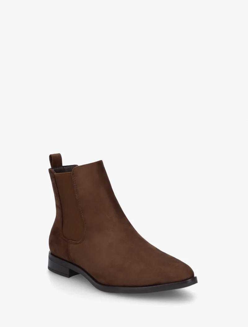 Bottines en suédine à bouts pointus - Chocolat