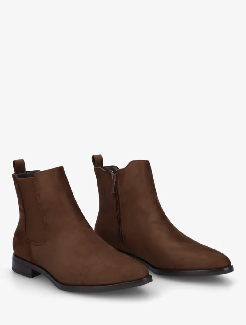 Bottines en suédine à bouts pointus - Chocolat
