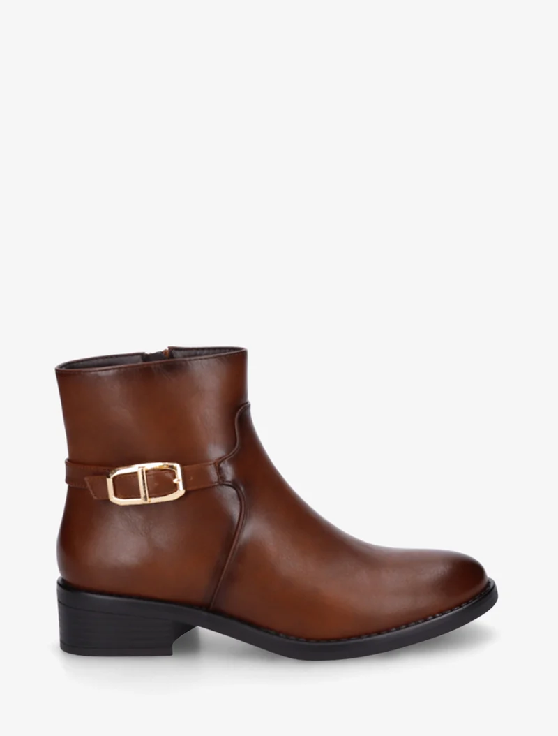 Bottines en simili à boucle métallique - Camel