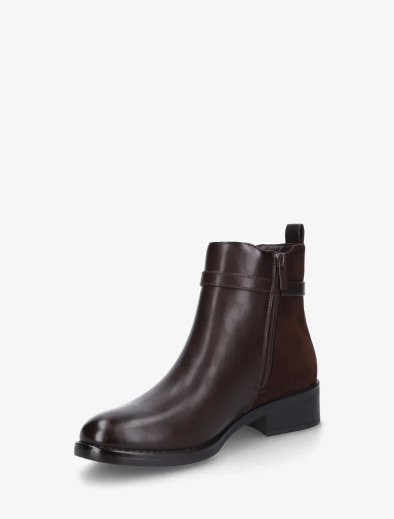 Bottines bimatière à boucle - Marron