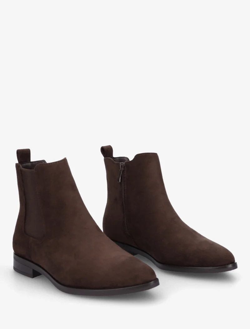 Bottines en suédine à bouts pointus - Marron