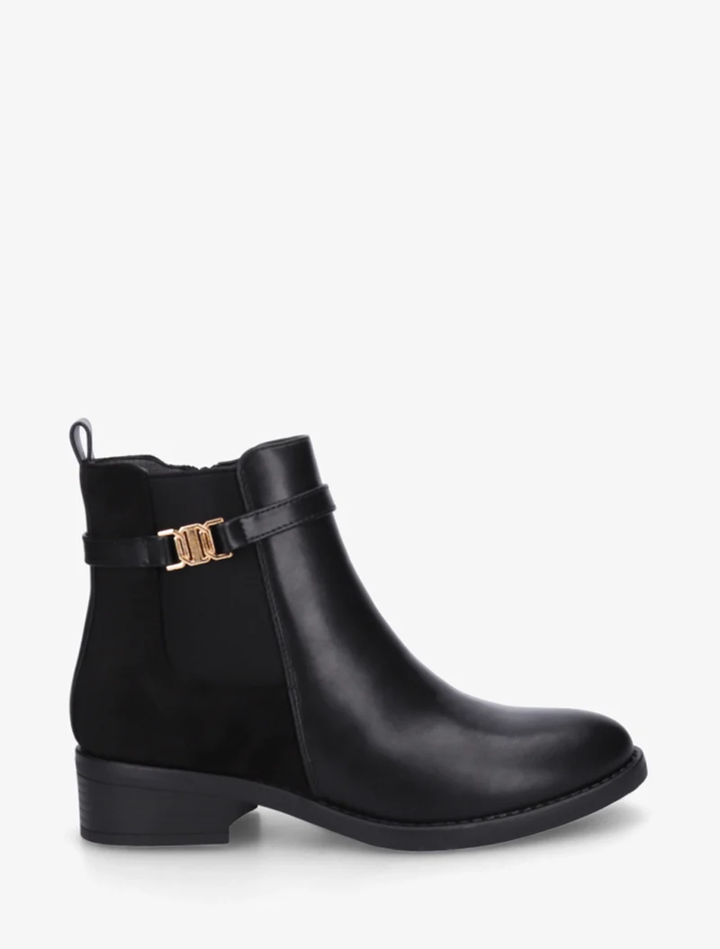Bottines bimatière à boucle - Noir