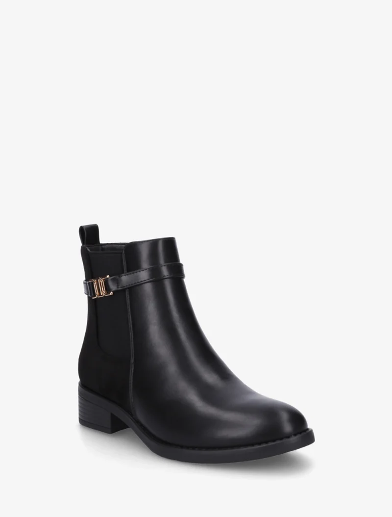 Bottines bimatière à boucle - Noir