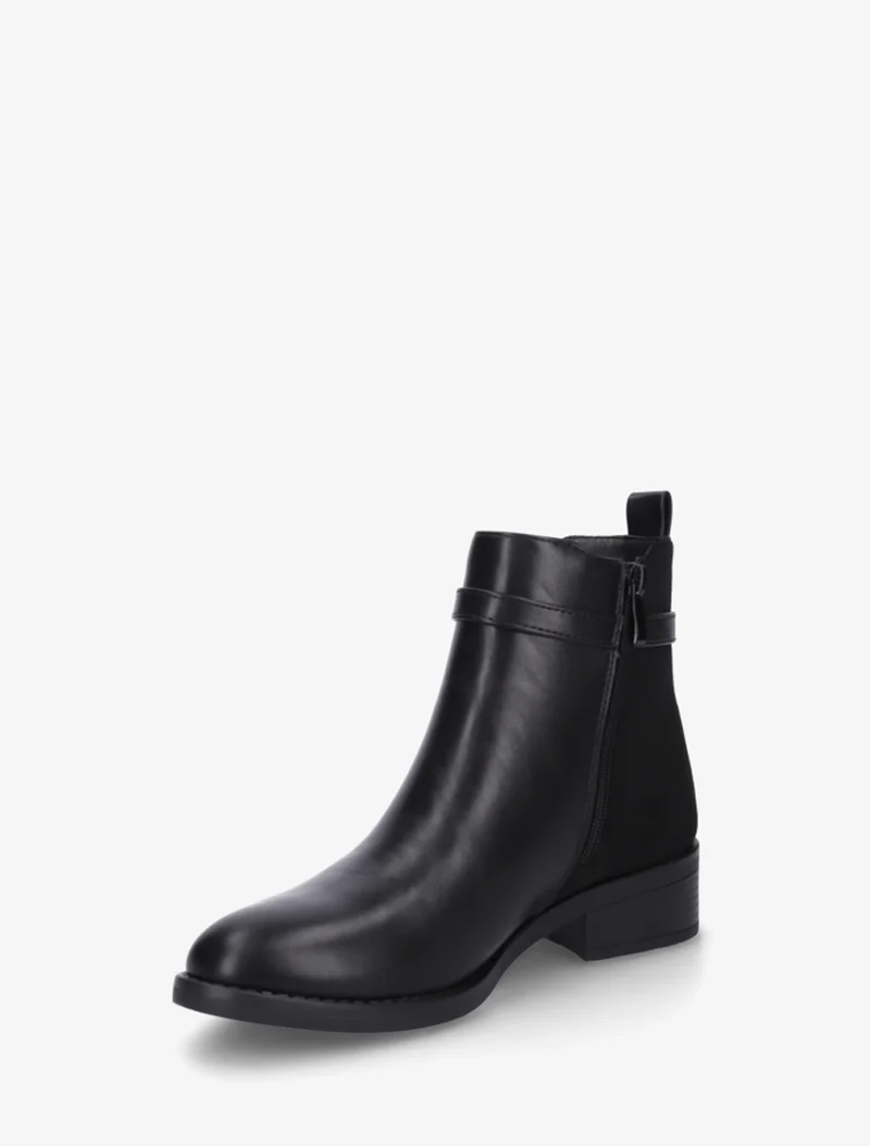 Bottines bimatière à boucle - Noir