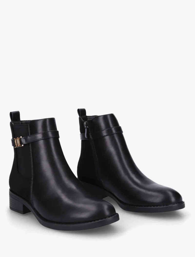 Bottines bimatière à boucle - Noir