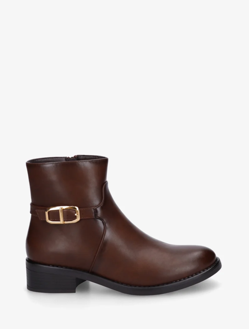 Bottines en simili à boucle métallique - Marron