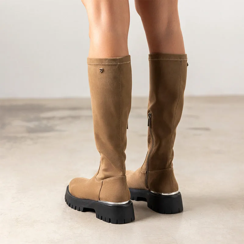 HIGH VELVET BOOTS WITH TRACK SOLE ENYING