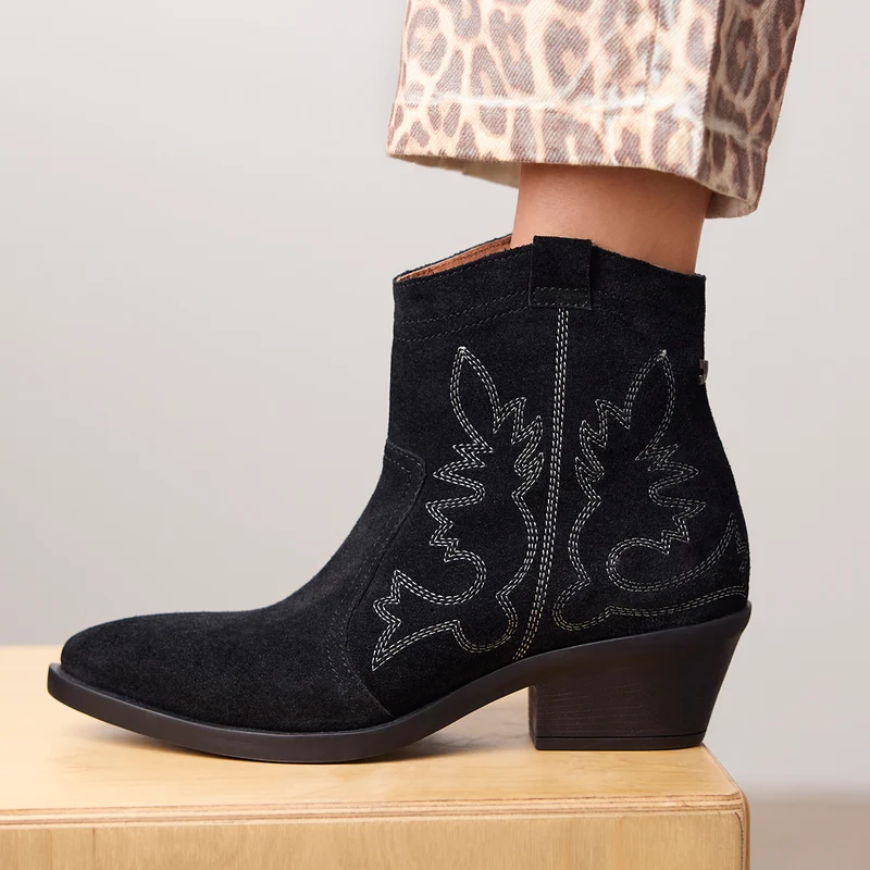 COWBOY BOOTS WITH HEEL IN SUEDE LEATHER LENZING