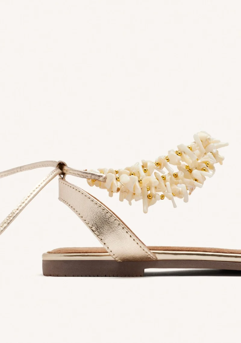 LEATHER SANDALS WITH STUDS AND BEADS PHOEBE