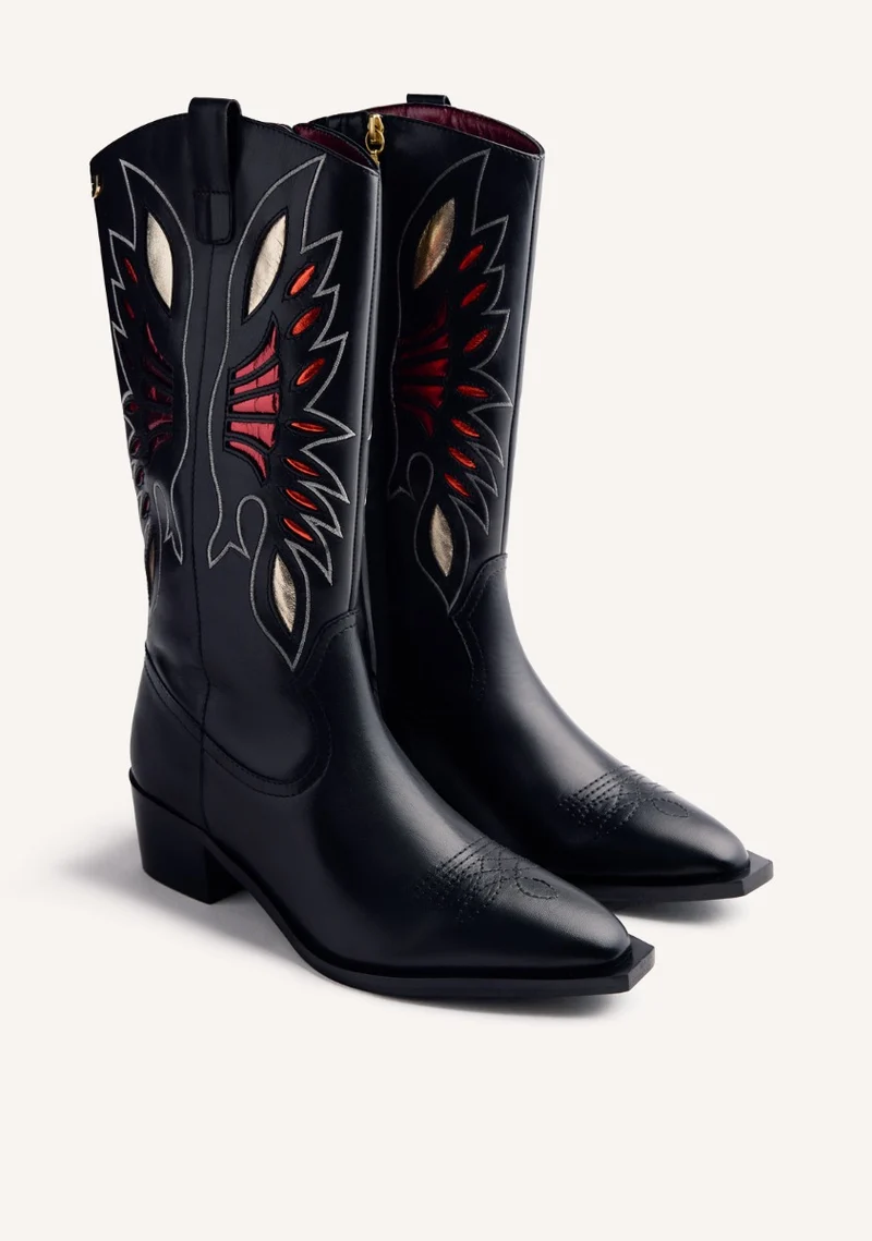 LEATHER ANIMAL PRINTBOY BOOTS NISSWA
