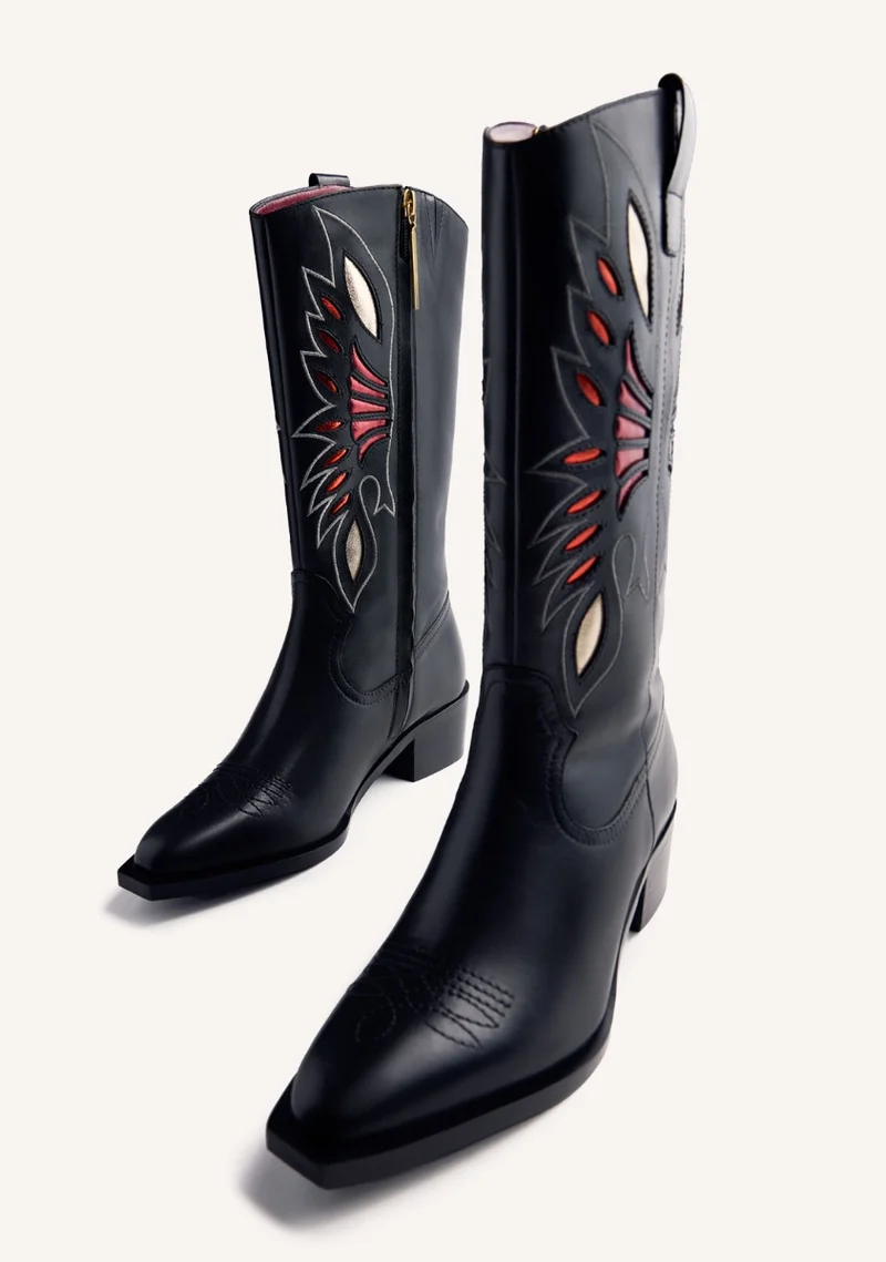 LEATHER ANIMAL PRINTBOY BOOTS NISSWA