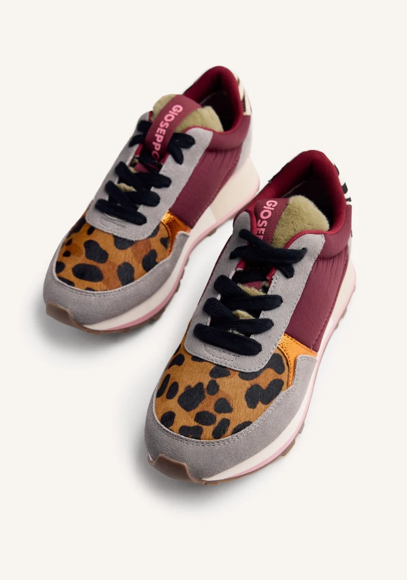 ANIMAL PRINT LEATHER AND FUR SNEAKERS POSEN