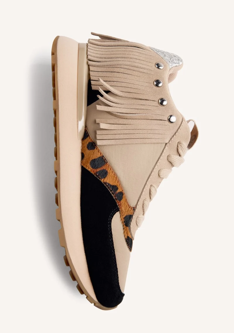 LEATHER FRINGES WEDGE SNEAKERS BRICELYN