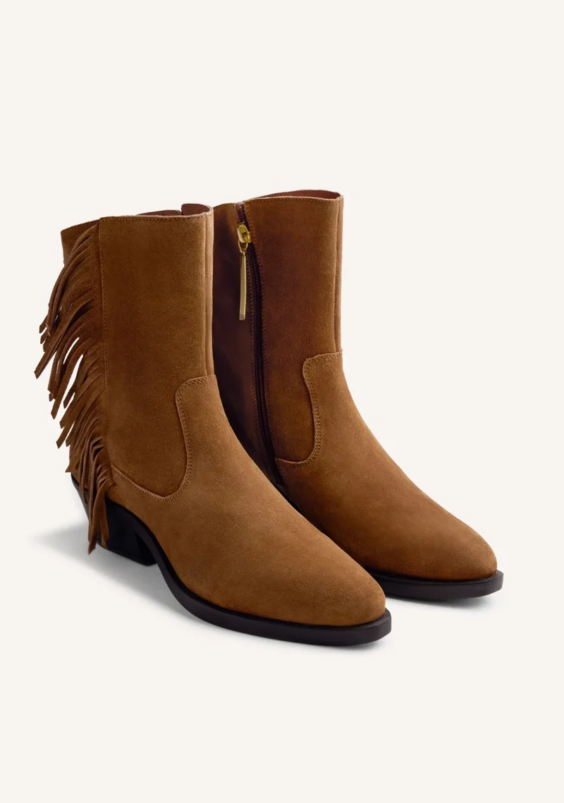 LEATHER FRINGES ANIMAL PRINTBOY BOOTS KASSON