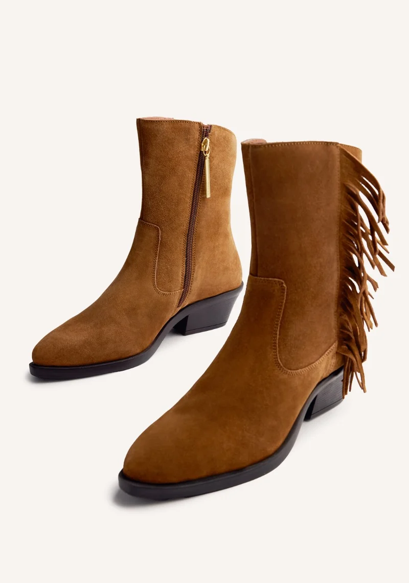 LEATHER FRINGES ANIMAL PRINTBOY BOOTS KASSON