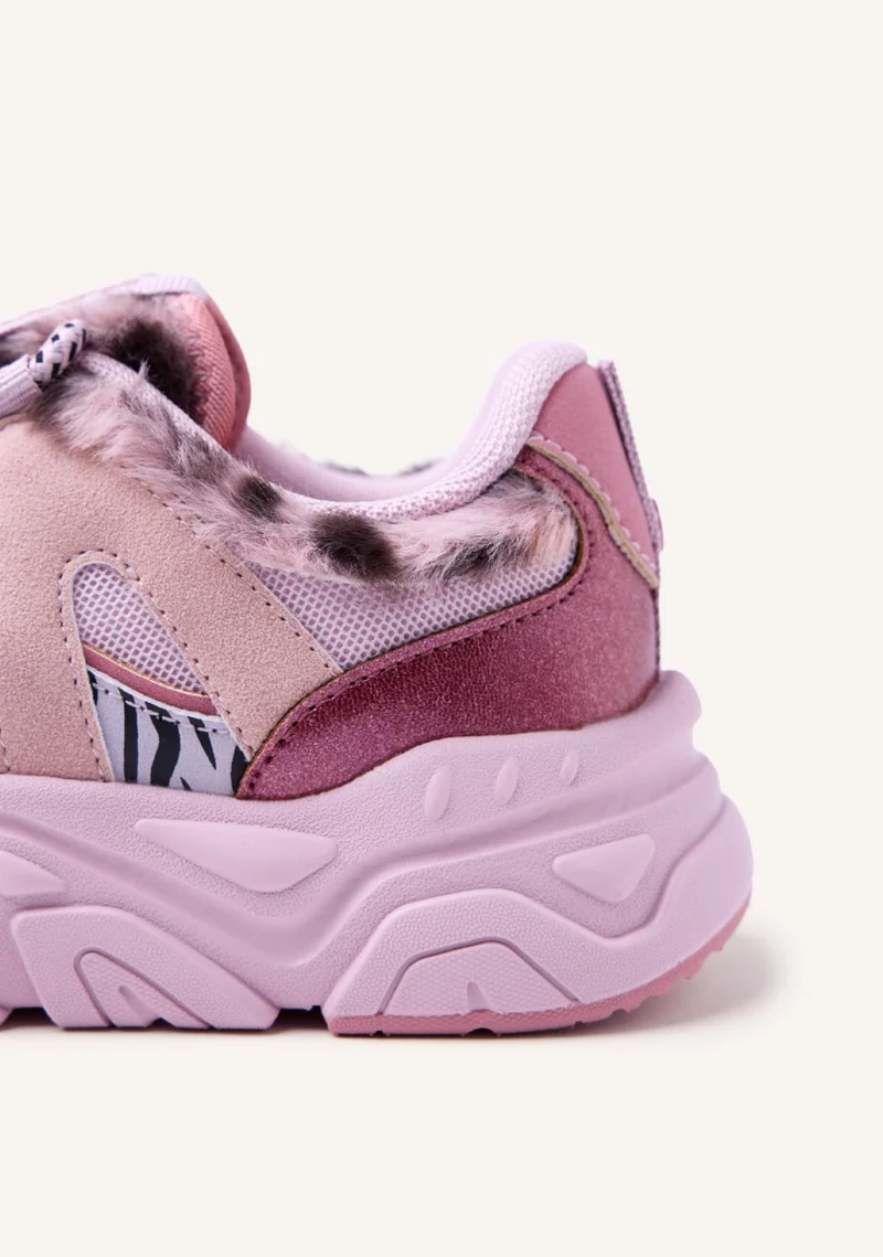FUR LEATHER SNEAKERS REDBY