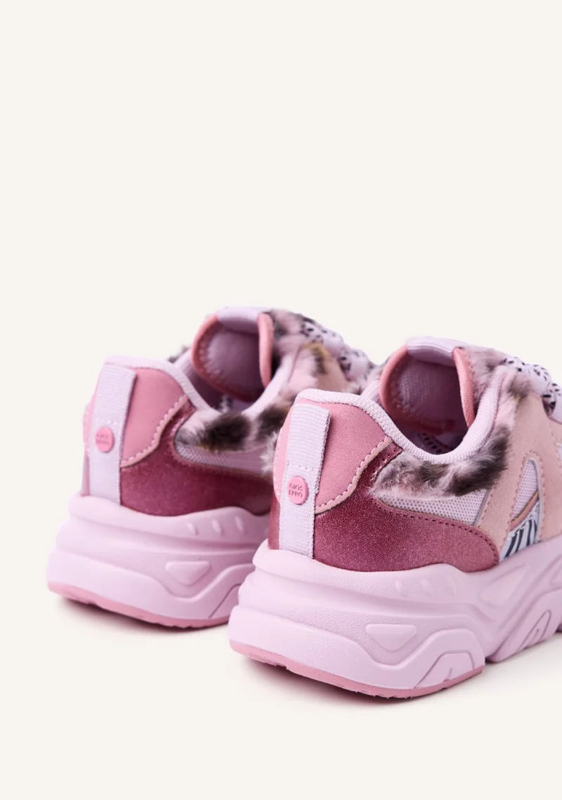 FUR LEATHER SNEAKERS REDBY