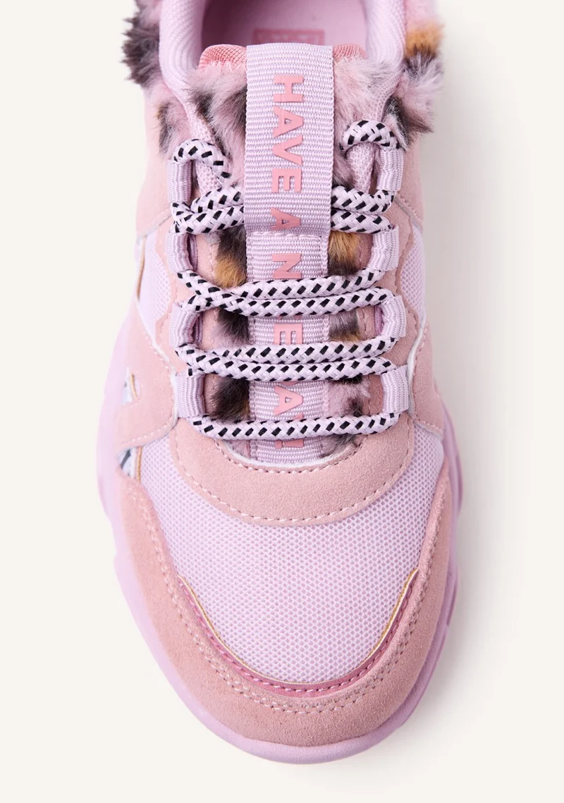 FUR LEATHER SNEAKERS REDBY