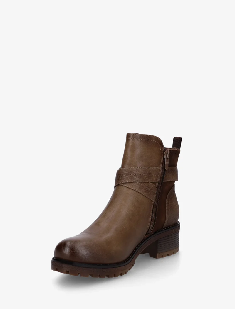 Bottines fourrées bi-matière à 2 boucles - Taupe