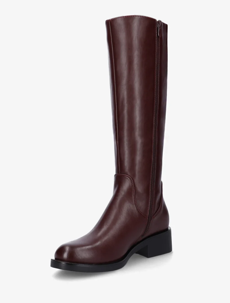 Bottes plates basiques en simili - Bordeaux