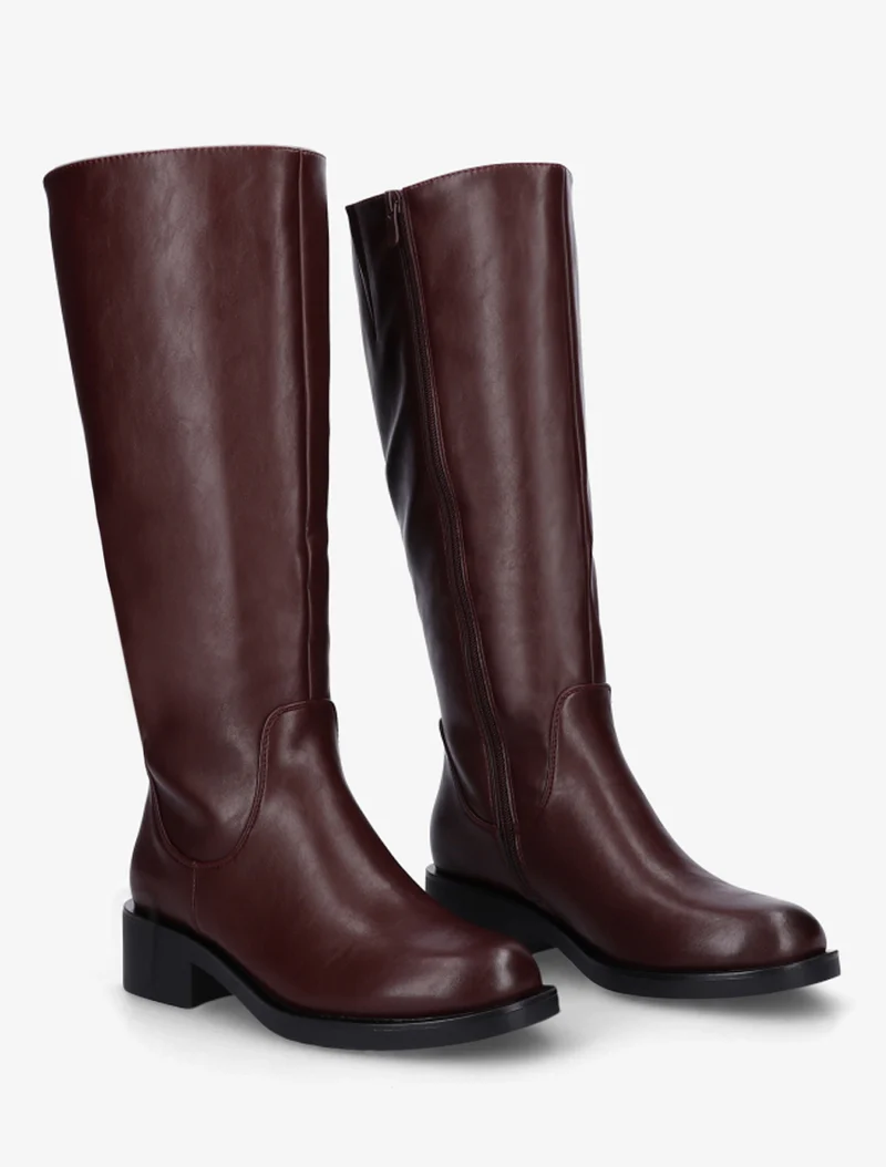 Bottes plates basiques en simili - Bordeaux