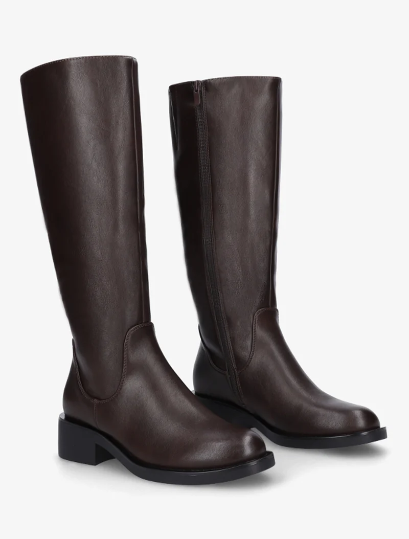 Bottes plates basiques en simili - Marron