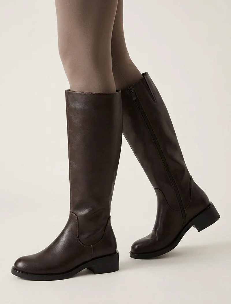 Bottes plates basiques en simili - Marron