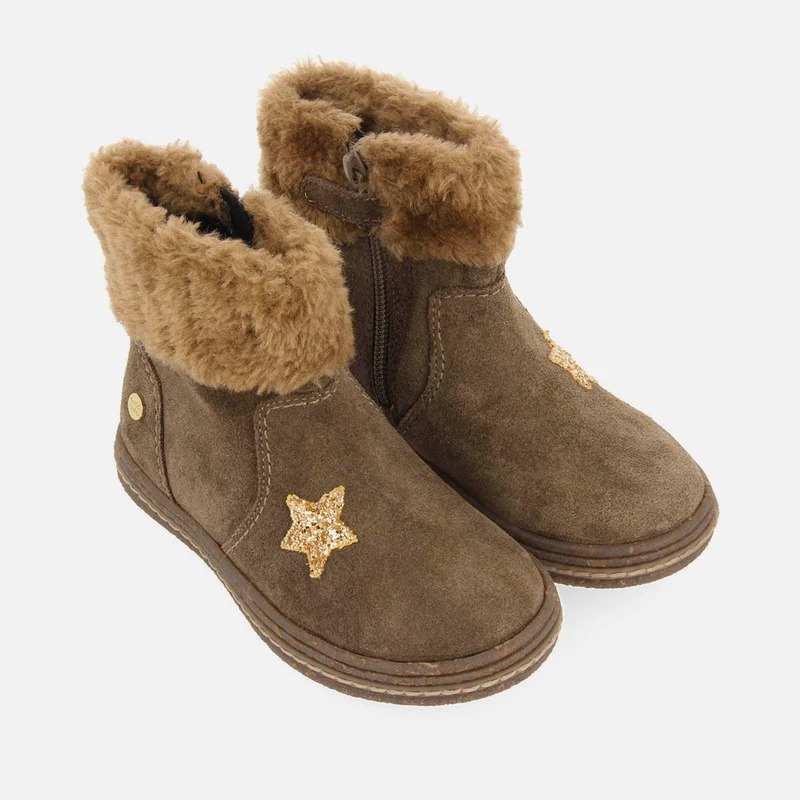 SUEDE LEATHER BOOTS WITH FUR ON THE SIDE