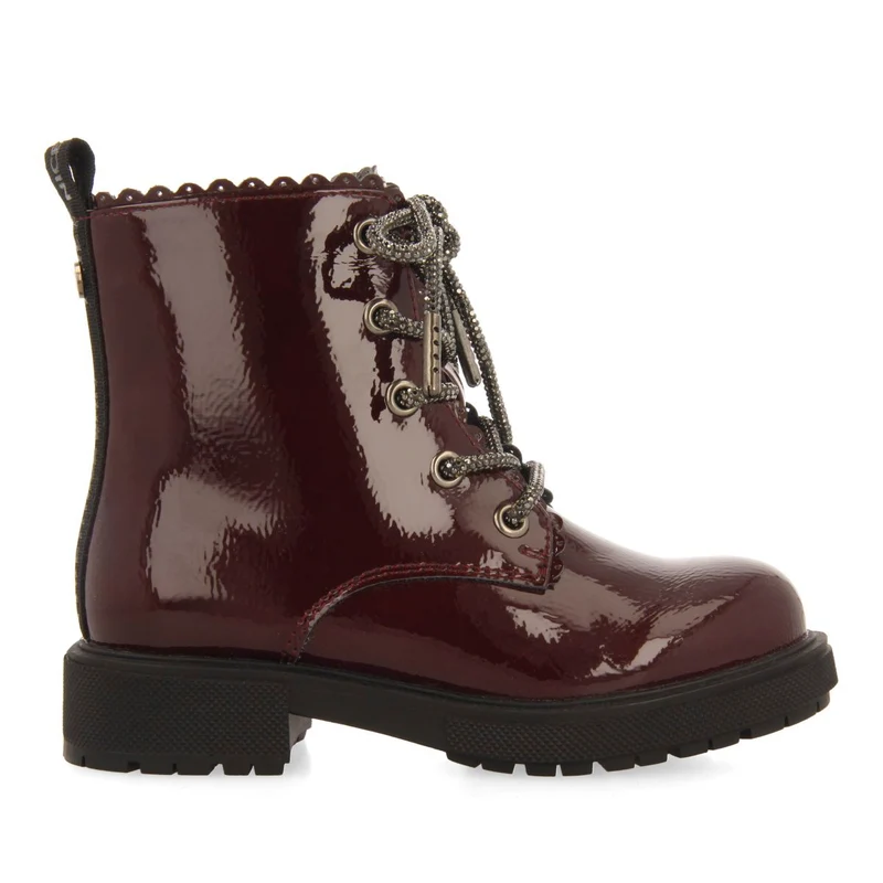 MILITARY STYLE PATENT EFFECT BOOTS ZILINA