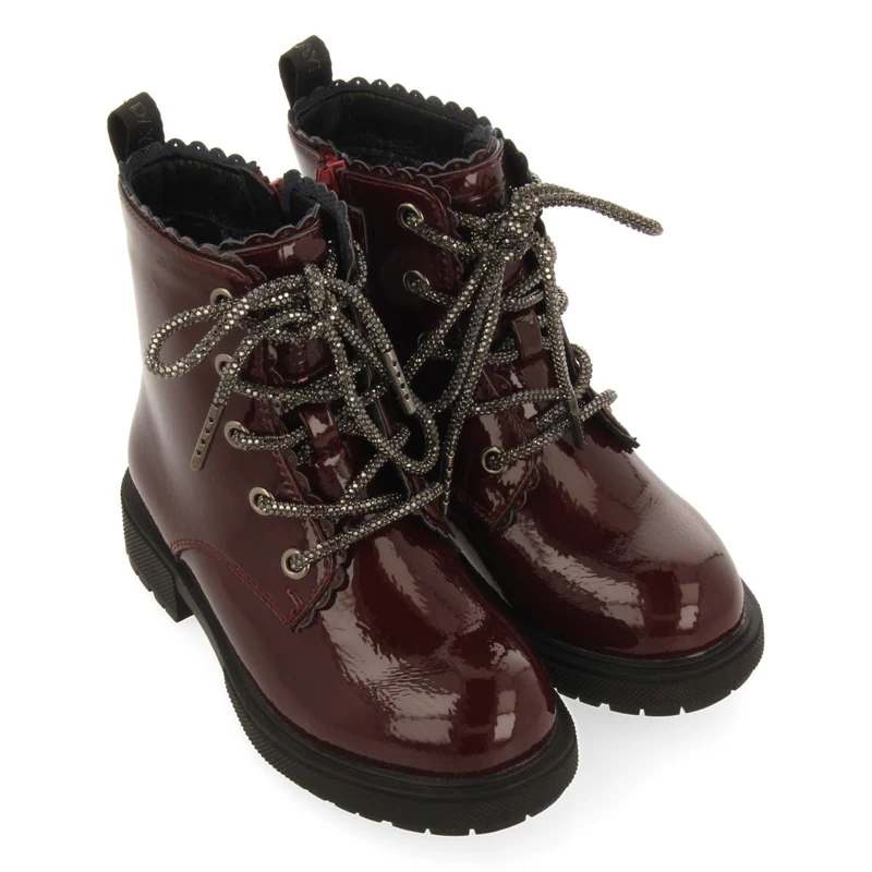 MILITARY STYLE PATENT EFFECT BOOTS ZILINA