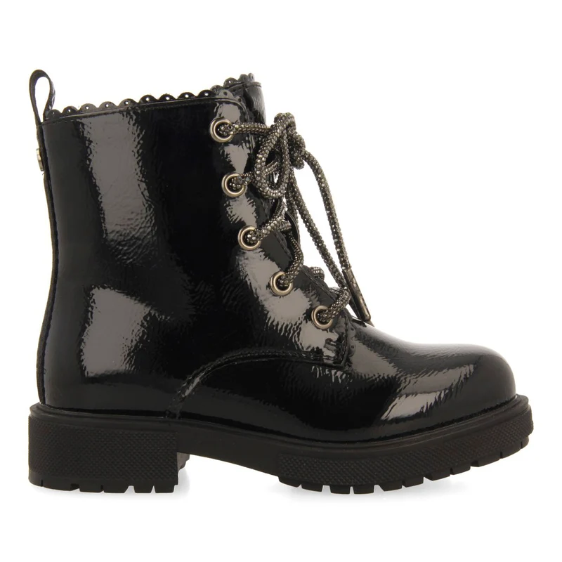 MILITARY STYLE PATENT EFFECT BOOTS ZILINA