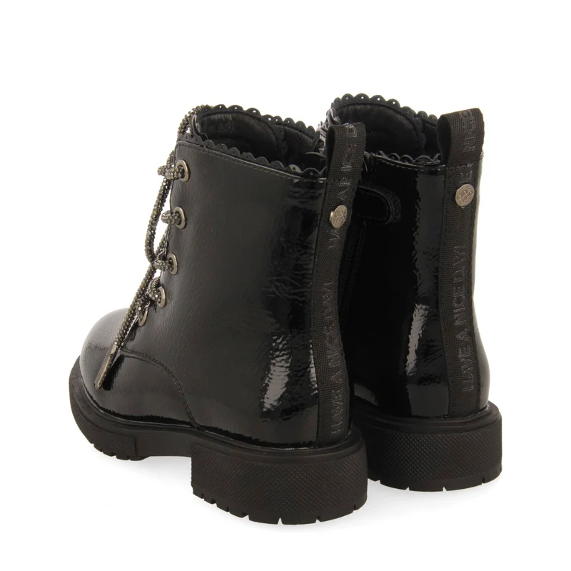 MILITARY STYLE PATENT EFFECT BOOTS ZILINA