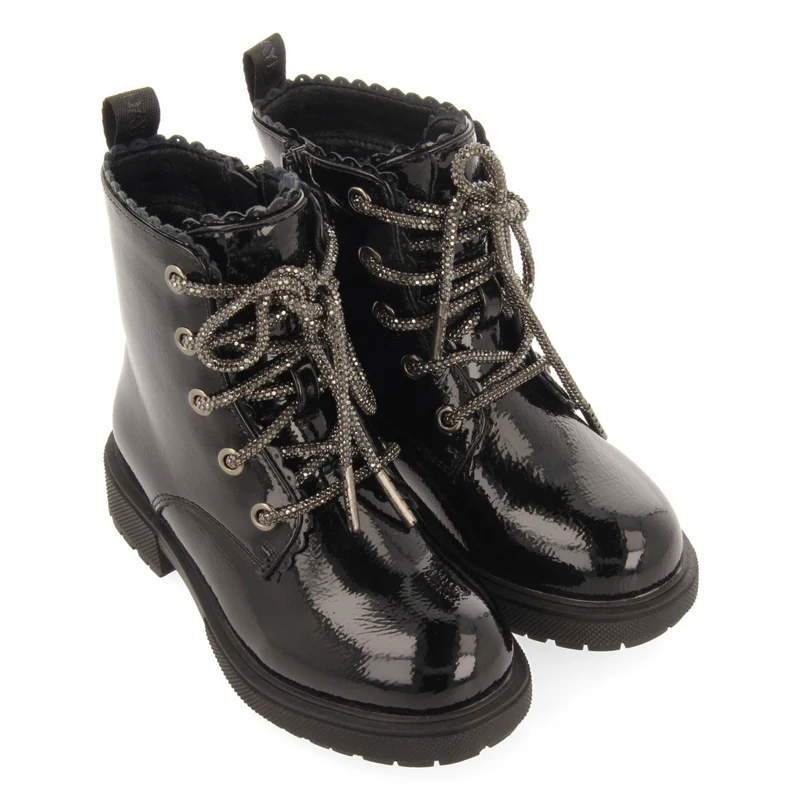 MILITARY STYLE PATENT EFFECT BOOTS ZILINA