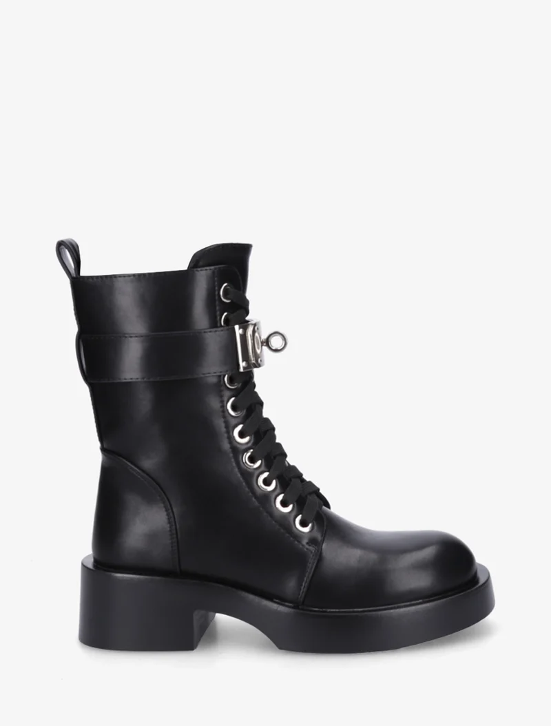 Boots style ranger à boucle décorative - Noir