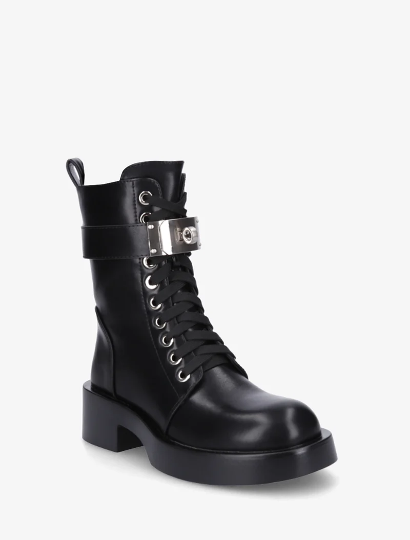 Boots style ranger à boucle décorative - Noir
