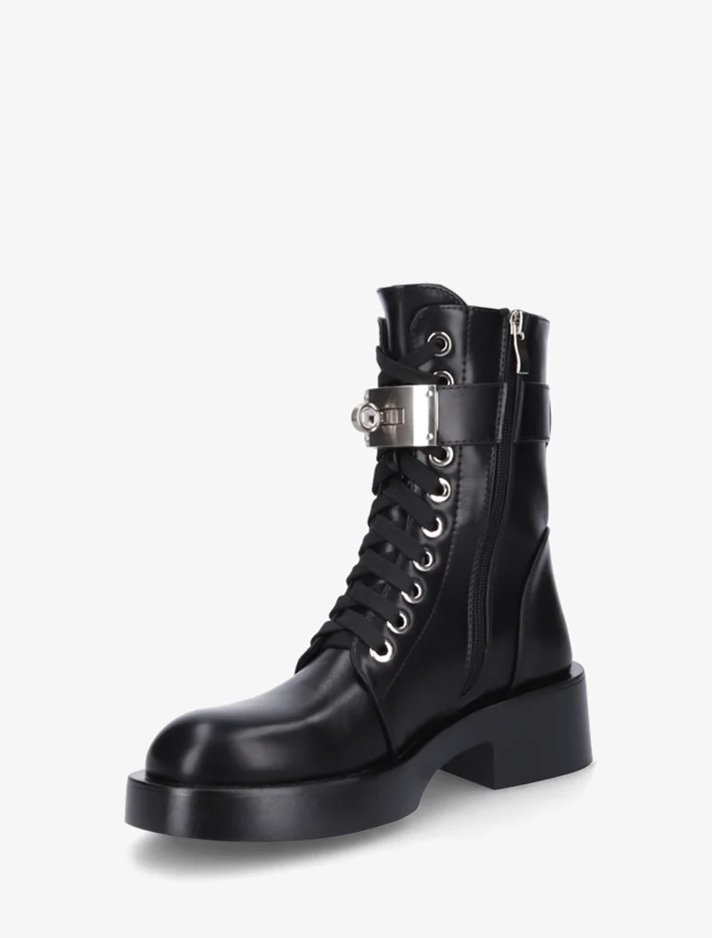 Boots style ranger à boucle décorative - Noir