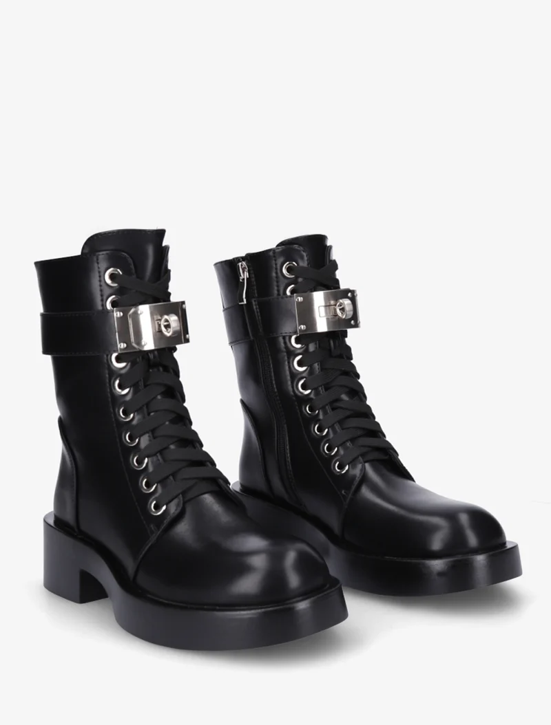 Boots style ranger à boucle décorative - Noir