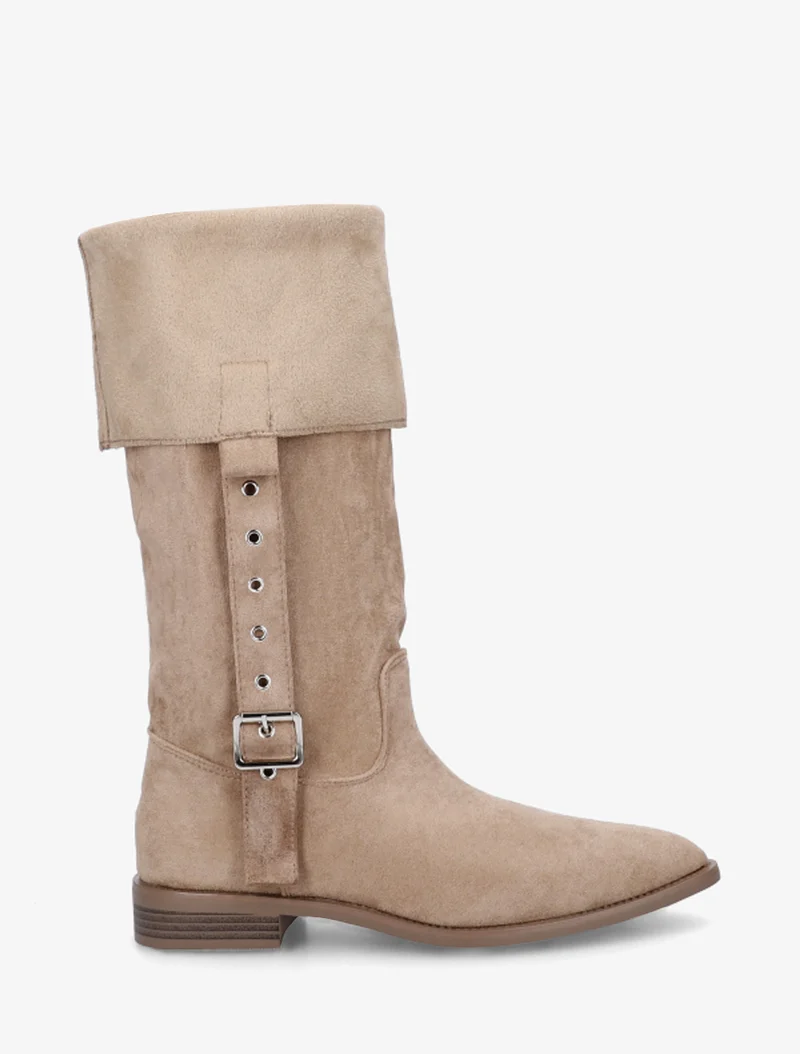Bottines montantes en suédine à bouts pointus - Taupe