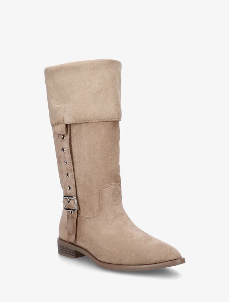 Bottines montantes en suédine à bouts pointus - Taupe